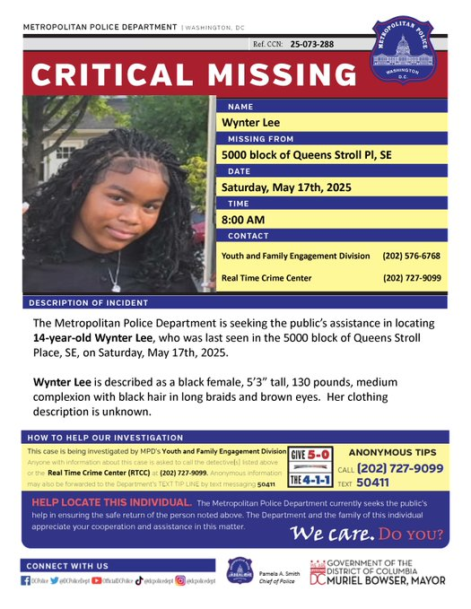 Critical alert issued after DC teen girl vanishes Critical alert issued after DC teen girl vanishes